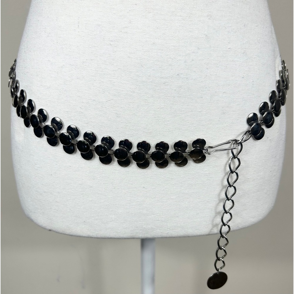 Y2K Chain Belt Women's Silver Adjustable Metal Disc‎ Streetwear Mall Goth Grunge